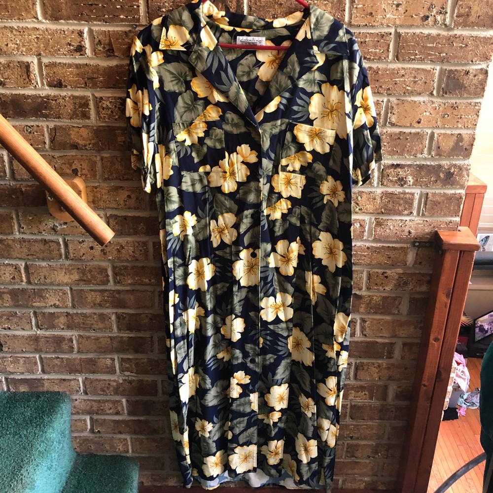 Vtg carolina colours hawaiian floral dress